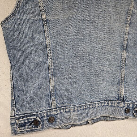 Vintage Levi Stonewash Jean Vest 507 USA Made 80s Rock Punk Country Denim Motor - Picture 5 of 8